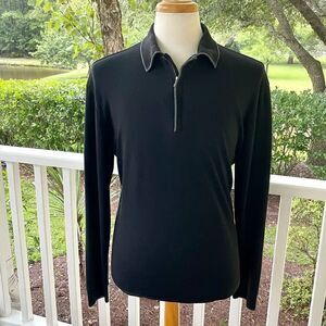 Hugo Boss Black Label 1/2 Zip Ling Sleeve Polo. Size XL. Black.